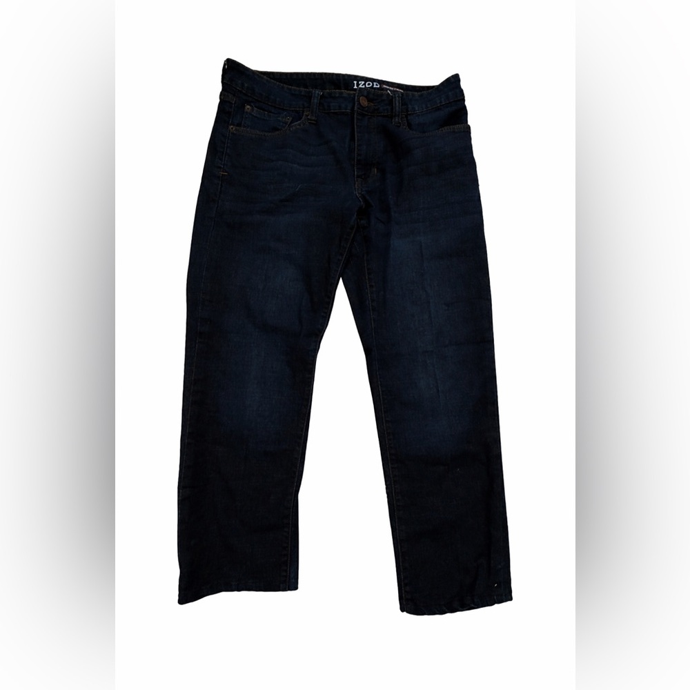 IZOD Men’s Straight Leg Stretch Jeans 34x29 Dark Wash